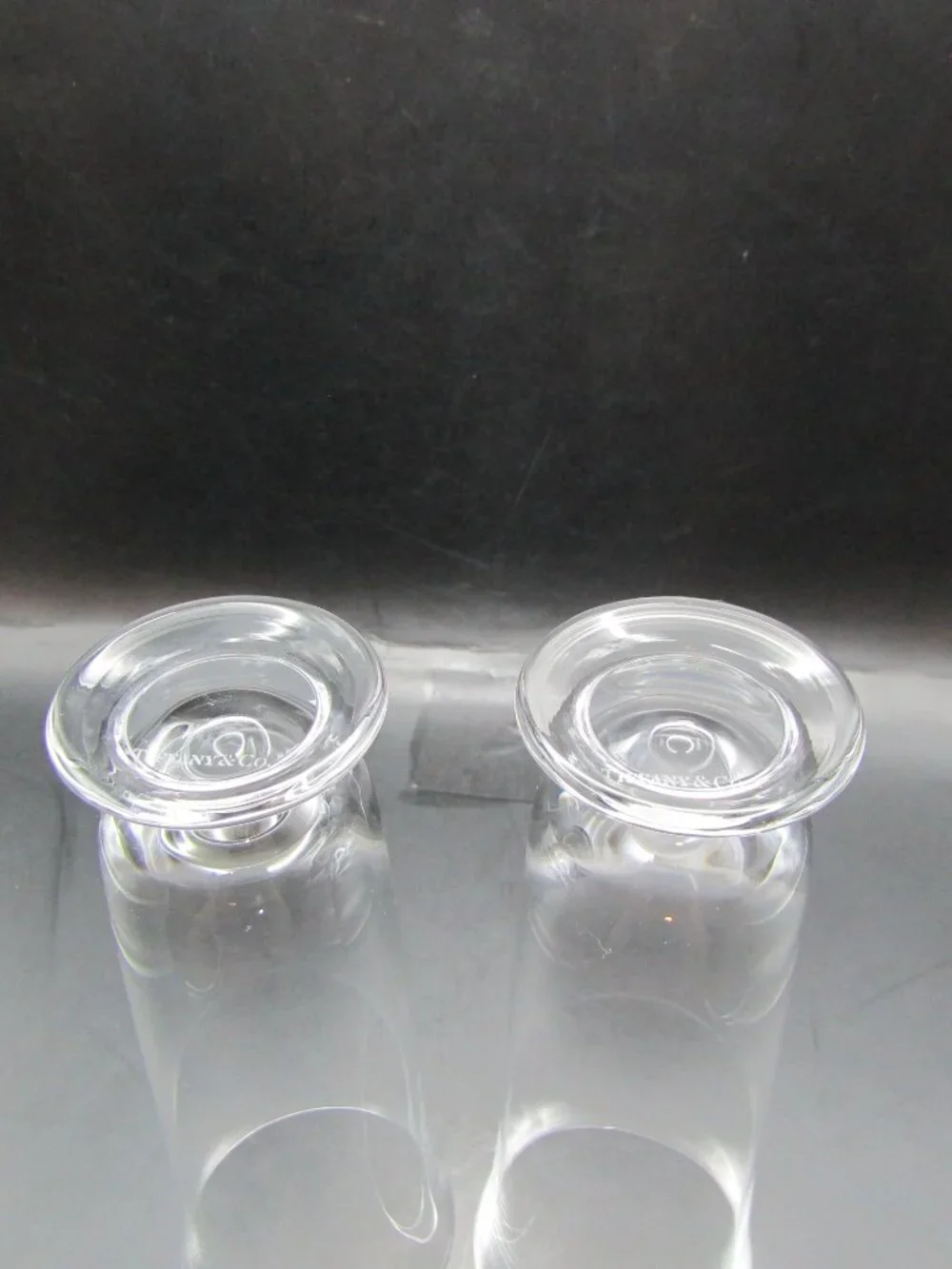 Set of Two Tiffany and Co. Stemless Champagne Flutes